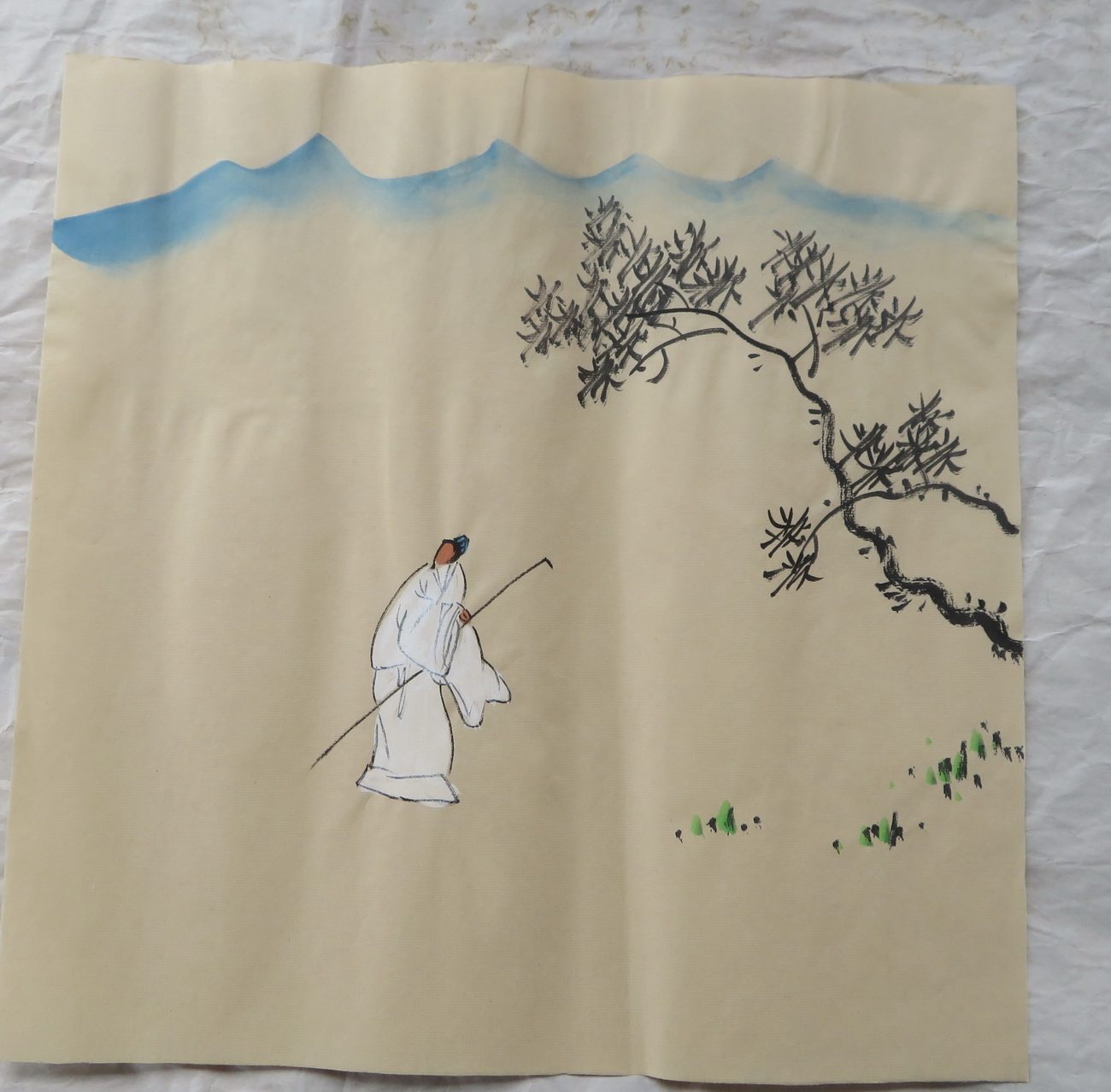 特价禅意人物手绘小品背景墙水墨国画客厅玄关装饰挂画he10229005