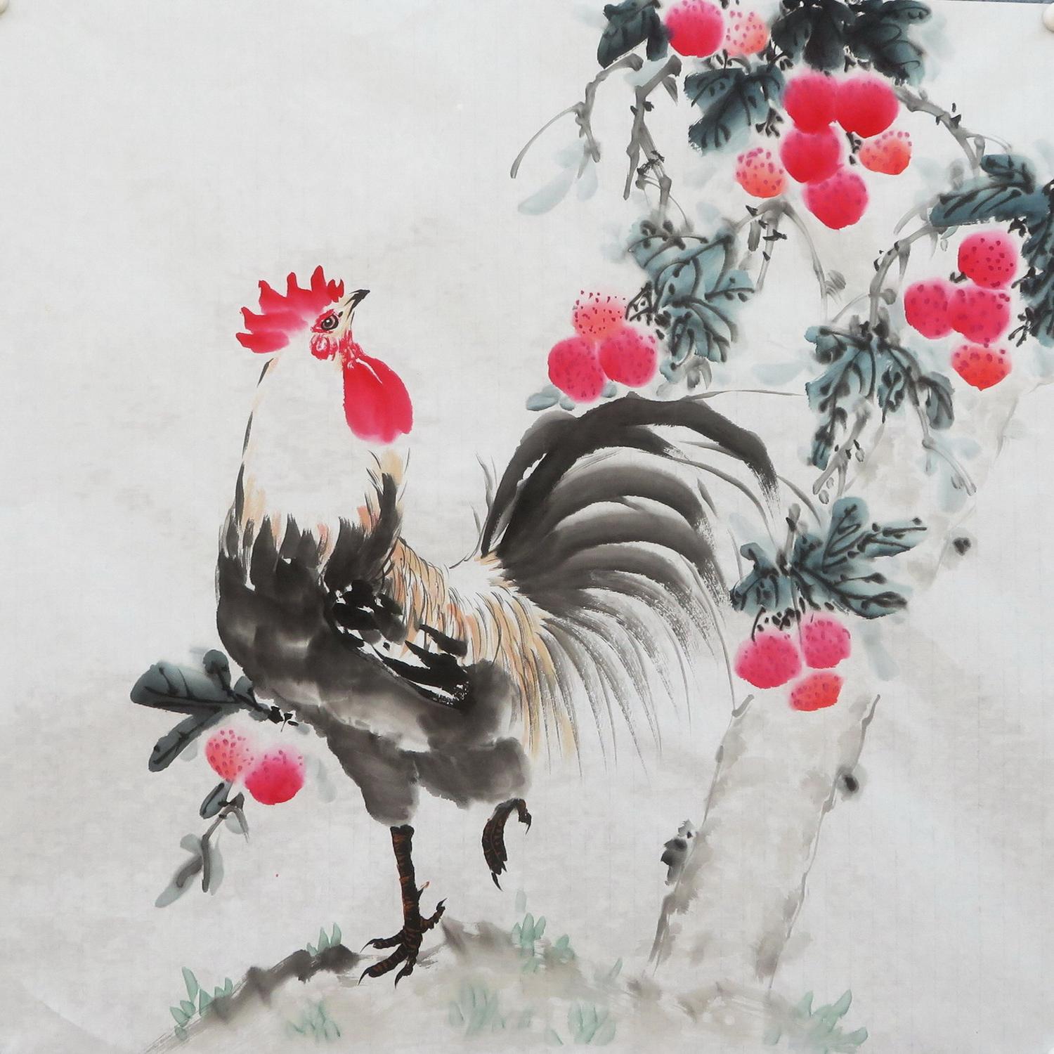 花鸟国画牡丹画客厅书房玄关手绘字画四尺斗方装饰挂画无款E150图片