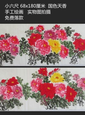 手绘花鸟牡丹花挂画中式国画客厅