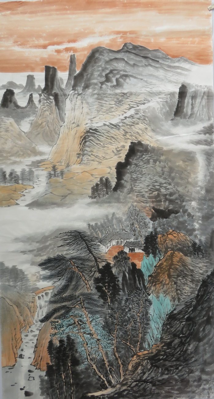 水墨写意山水画国画客厅中堂装饰挂画六尺手绘精品字画he2071612