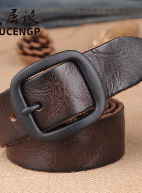 牛仔裤皮带男女时尚宽版百搭ins潮流软复古头层纯牛皮青年年轻人