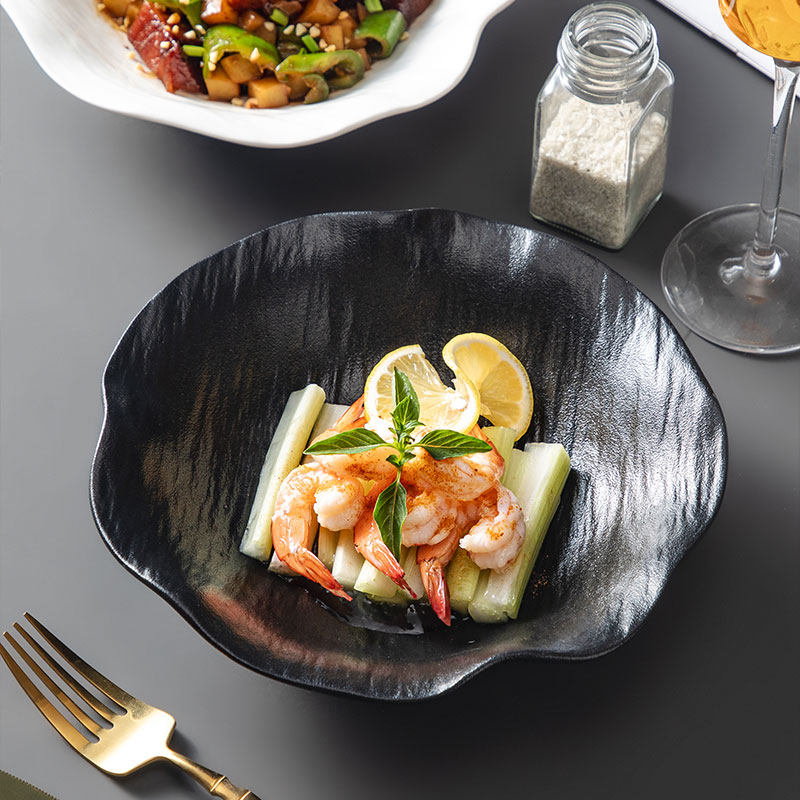 高颜值陶瓷釉下彩盘子异形盘简约石纹深盘荷口碗装菜盘沙拉碗深碗,餐饮具,碗,淘宝优惠券,粉丝福利购,淘宝优惠卷