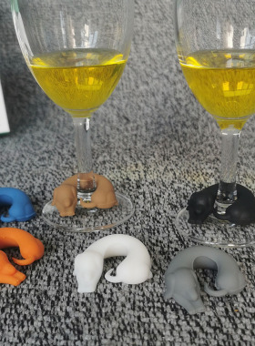 创意3D小猫小狗酒杯标记 聚会Party玻璃杯子识别区分器高脚杯装