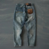 春秋季 子 简约百搭宽松潮流休闲小脚直筒裤 日系水洗做旧男士 牛仔裤