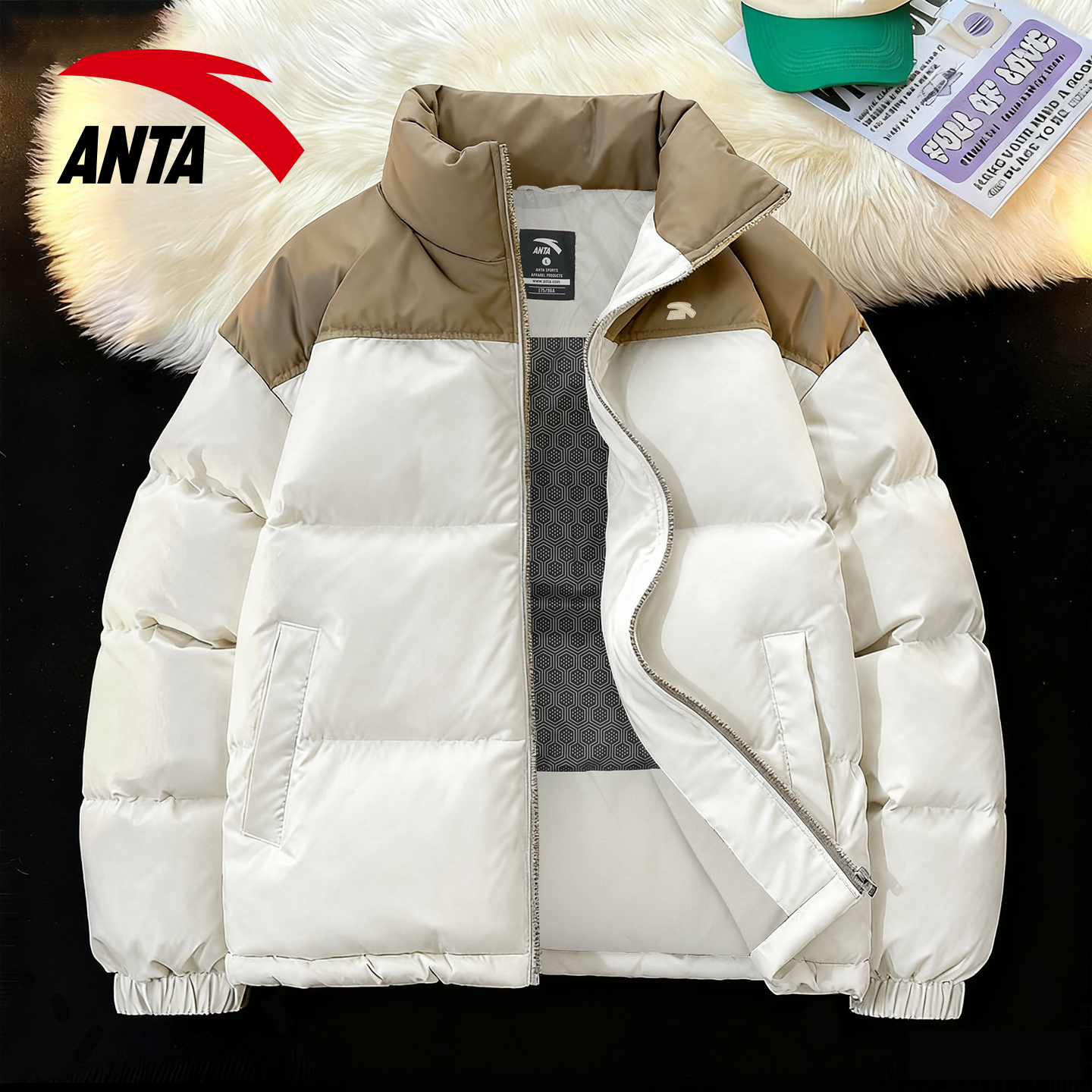 王一博同款安踏羽绒服男鸭绒棉服