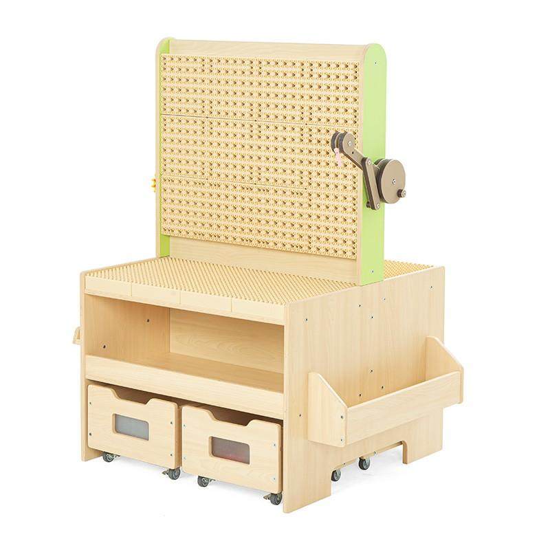幼儿园儿童STEAM活动墙板建构桌积木玩具收纳柜建构收纳椅移动式