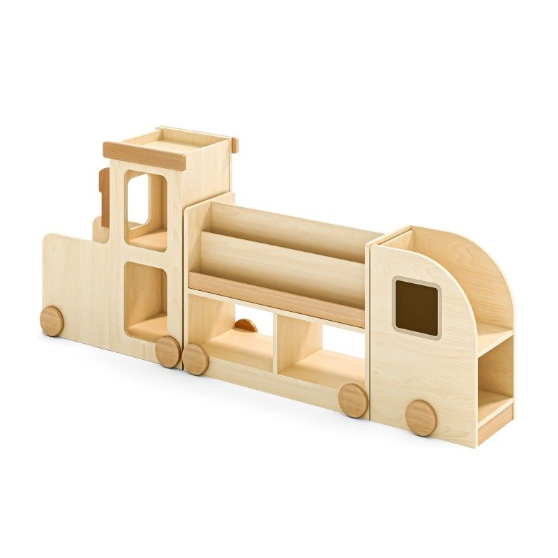 火车巴士组合柜幼儿园早教中心儿童阅读区角柜卡通造型储物图书架