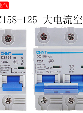 正泰断路器大功率空气开关DZ158 2P 100A 家用断路器 2P 125A 80A