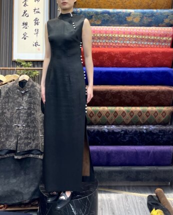 古法香云纱丝绸面料50姆米双面缎皮子真丝布料旗袍风衣加厚服装