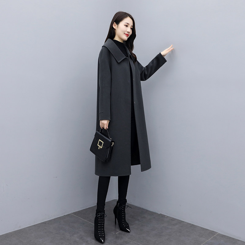 2021新款斗篷双面呢羊绒大衣羊毛森系秋冬大码女装毛呢外套中长款