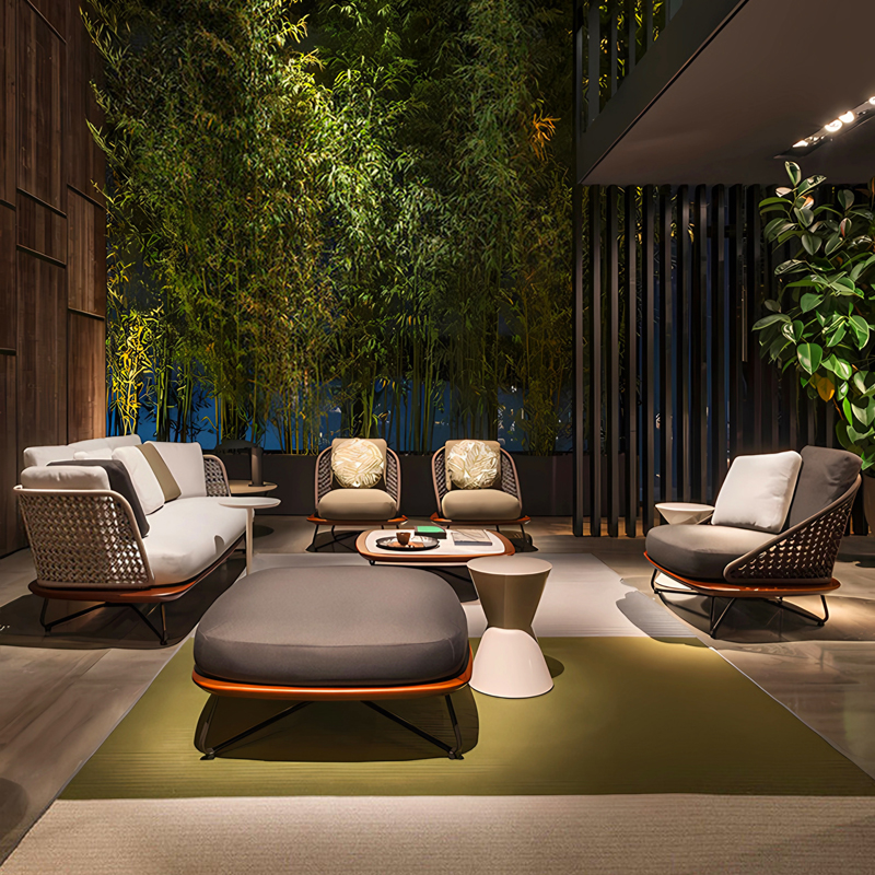 户外沙发别墅庭院样板房露台花园设计师家俱菠萝格休闲 藤编沙发