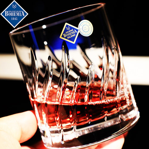 捷克BOHEMIA进口水晶玻璃威士忌洋酒杯白兰地杯家用啤酒果汁杯子