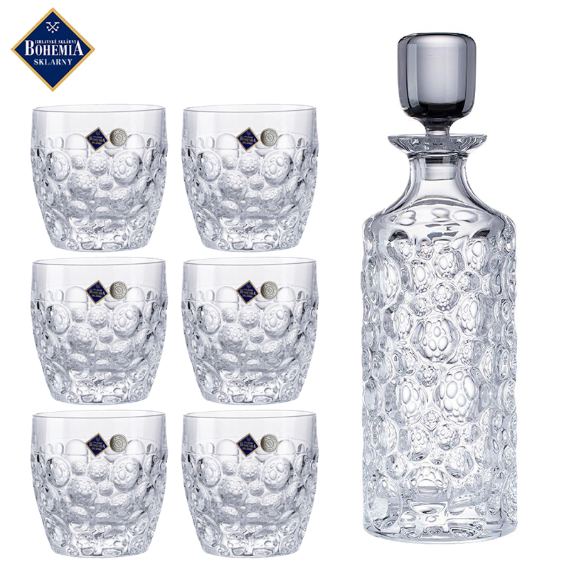 捷克进口透明水晶玻璃洋酒杯威士忌酒瓶创意花纹高端洋酒杯套装