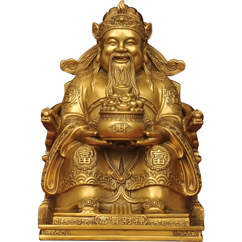 黄铜财神摆件聚宝盆风水供奉