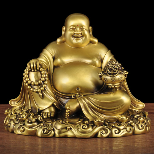 黄铜弥勒佛摆件笑口常开大肚寺庙