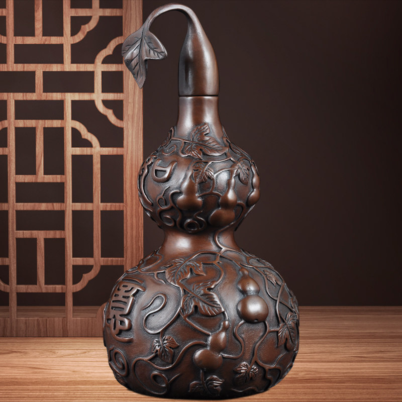 紫铜吉祥葫芦摆件风水福禄招财铜工艺品家居客厅电视柜玄关装饰品