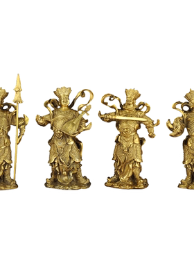 全铜四大天王摆件多闻持国客厅