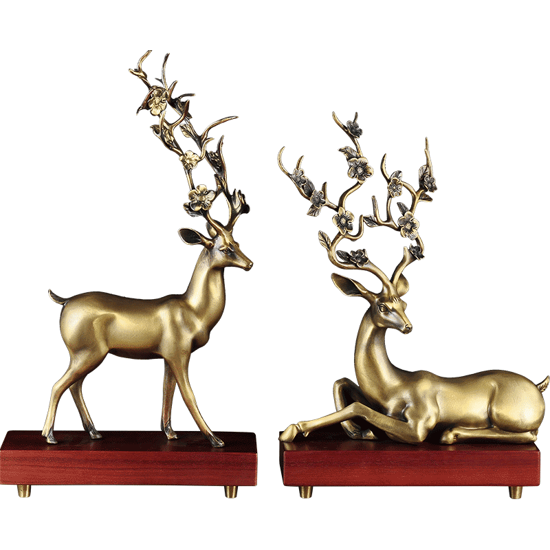 纯铜家居客厅新房情侣麋鹿工艺品