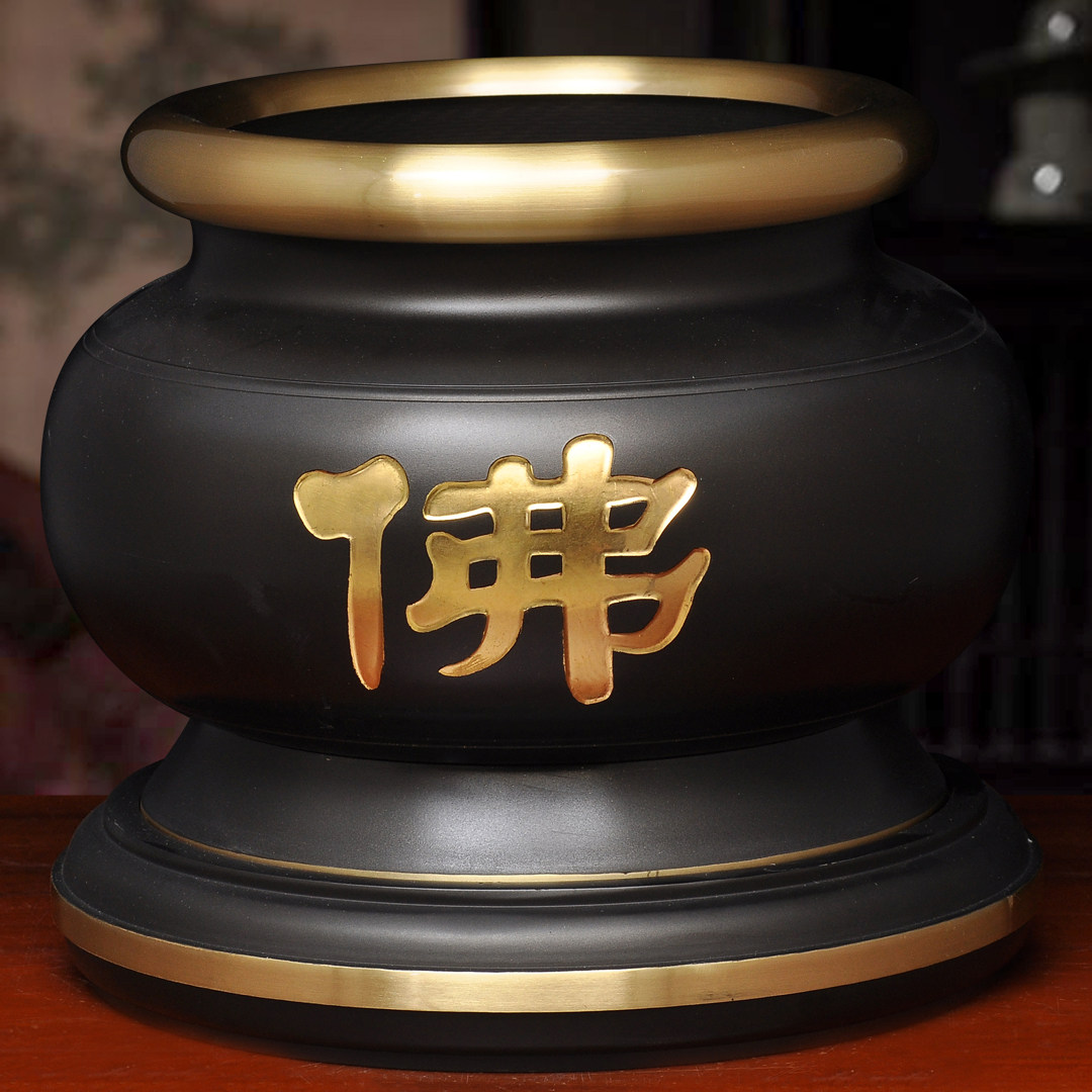 黄铜古铜贴金佛字香炉大号家用佛前供奉上香的烧香插香线香檀香炉