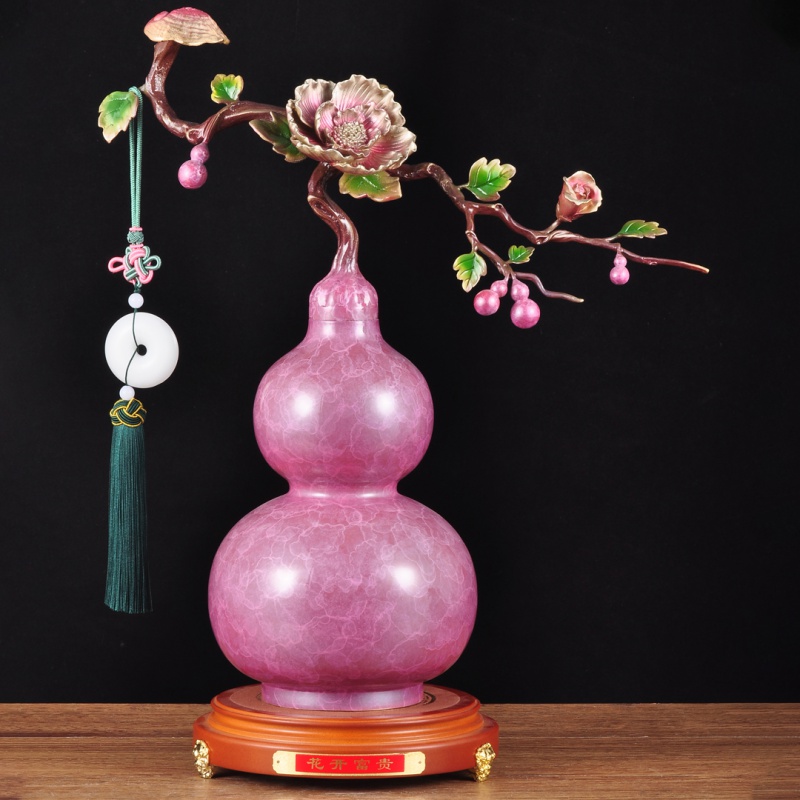 彩铜花开富贵葫芦摆件招财福禄家