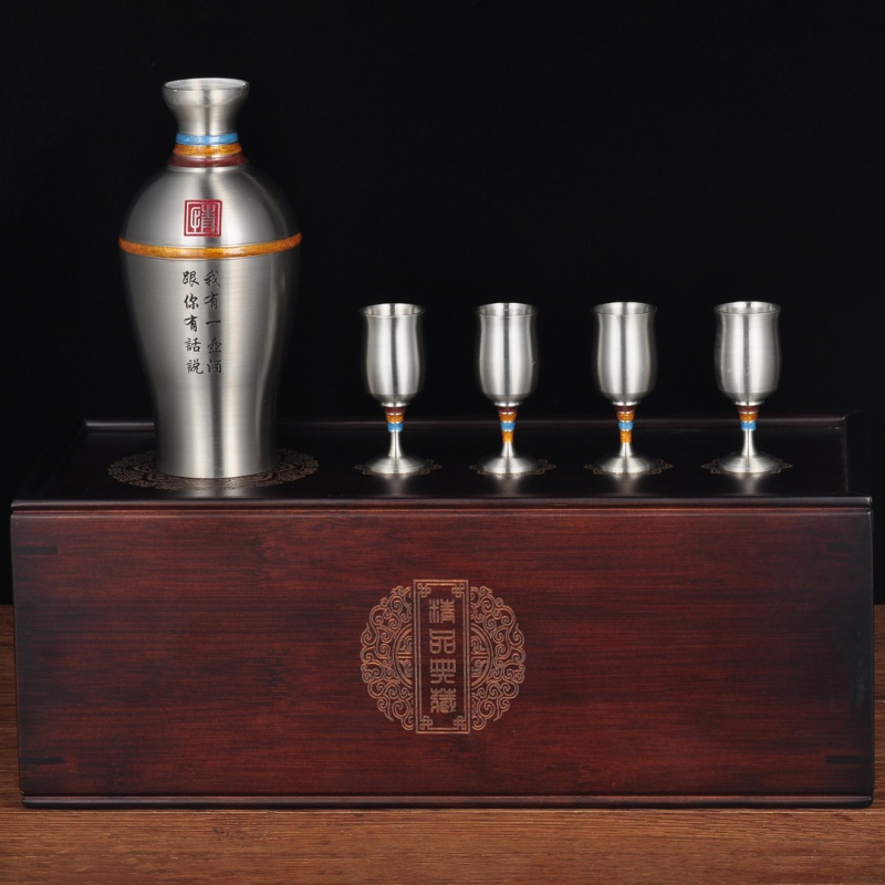 纯锡酒具套装手工高脚杯