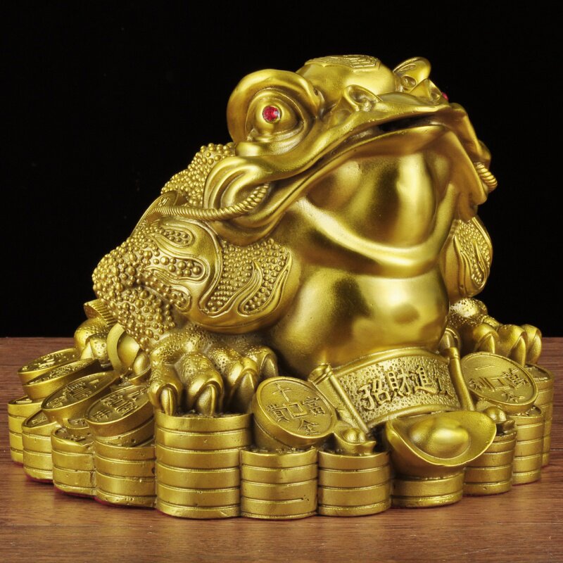 黄铜招财金蟾摆件风水三足金蟾蜍家居客厅电视柜装饰品开业送礼品