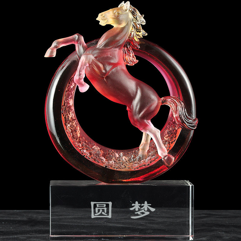 琉璃圆梦马摆件招财工艺品家居摆设客厅玄关书房装饰品办公室摆放