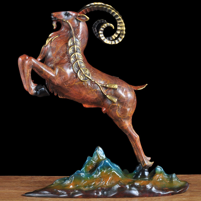 彩铜羊摆件招财生肖羊吉祥物家居客厅办公室老板桌工艺品商务礼品