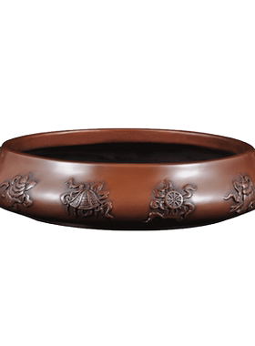 紫铜狮首八宝水盂茶洗家用紫铜