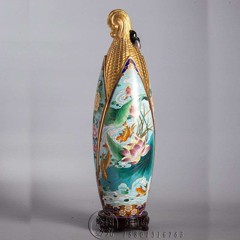 张向东证书景泰蓝花瓶20寸玉米瓶纯手工铜胎掐丝珐琅摆件收藏礼品,特色手工艺,景泰蓝,淘宝优惠券,粉丝福利购,淘宝优惠卷