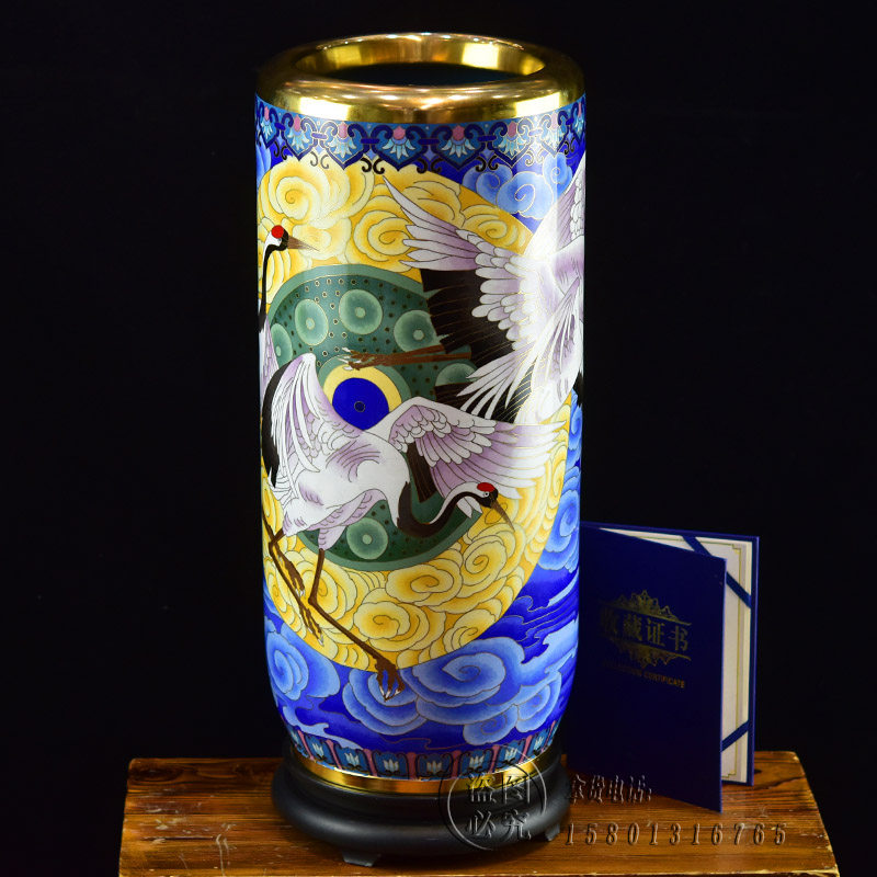 北京珐琅张向东景泰蓝花瓶20寸鹤壁箭筒手工铜胎掐丝工艺客厅摆件