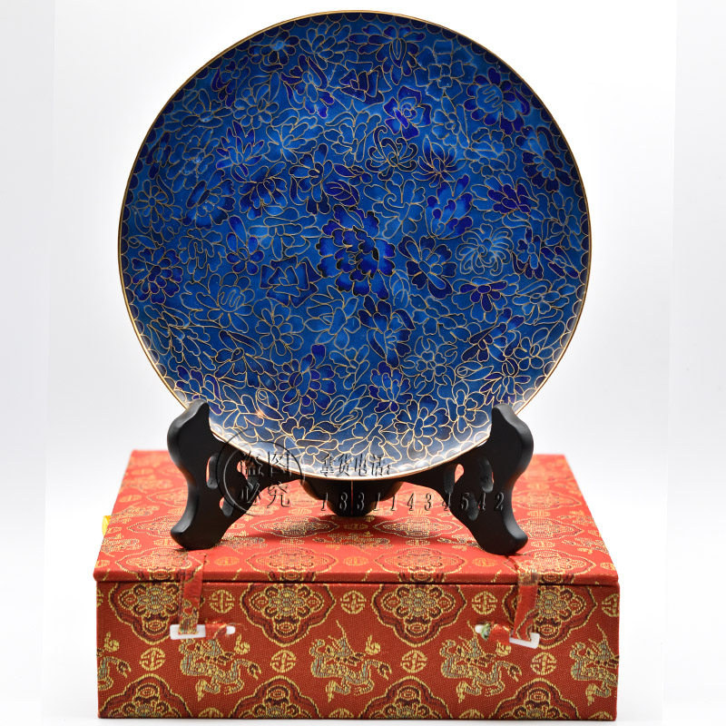 北京景泰蓝摆盘铜胎掐丝珐琅彩赏盘8寸万花盘子结婚祝寿节日礼品