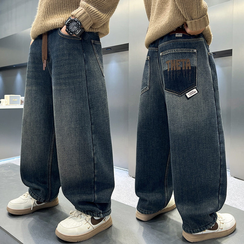 男童牛仔裤加绒加厚牛仔裤