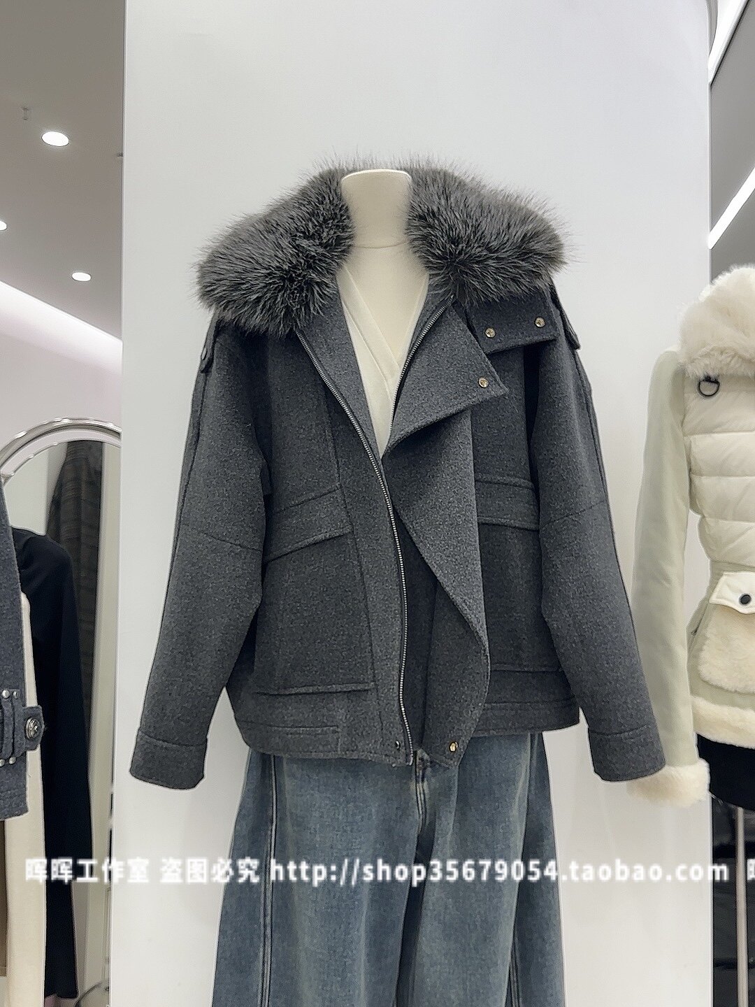 2025新款女装秋冬韩版宽松休闲慵懒风夹棉加厚毛呢呢子外套女