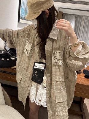 天丝亚麻大口袋衬衫女2026夏季新款宽松长袖休闲衬衣防晒外套上衣