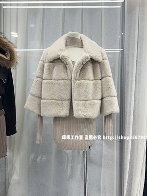2025新款女装秋冬韩版时尚百搭仿懒兔毛皮毛一体外套女短款