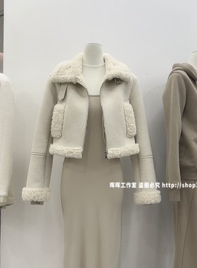 2025新款女装秋冬韩版修身加厚保暖羊羔毛麂皮绒皮毛一体外套女