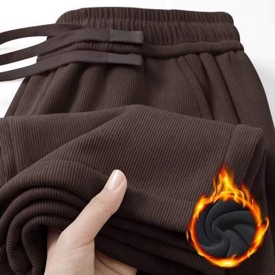 灯芯绒裤子男士秋冬重磅加绒加厚冬季新款保暖宽松直筒休闲长裤女