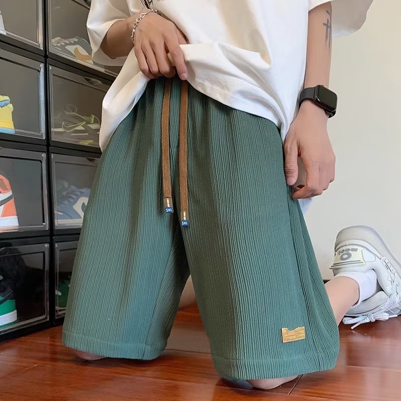 清仓捡漏冰丝短裤男夏季速干宽松大码沙滩五分裤休闲运动跑步裤子