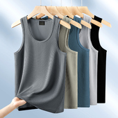 2025夏季 t恤汗衫 新款 跨栏运动健身速干无袖 薄款 冰丝竹节背心男士