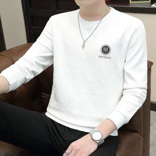 卫衣男士春秋款潮ins宽松白色圆领秋衣服长袖t恤青年体恤打底小衫