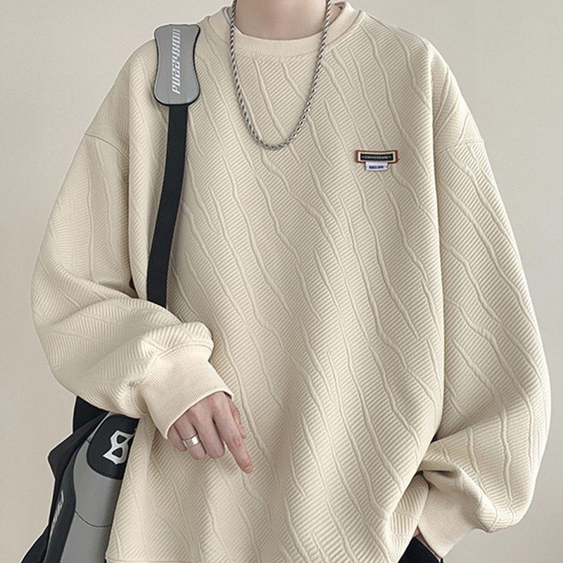 圆领宽松2023男潮牌重磅感长袖