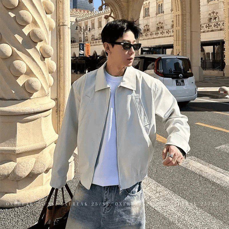 anfit廓形夹克极简lec棒球翻领男飞行哈灵顿高级感服外套秋季痞帅