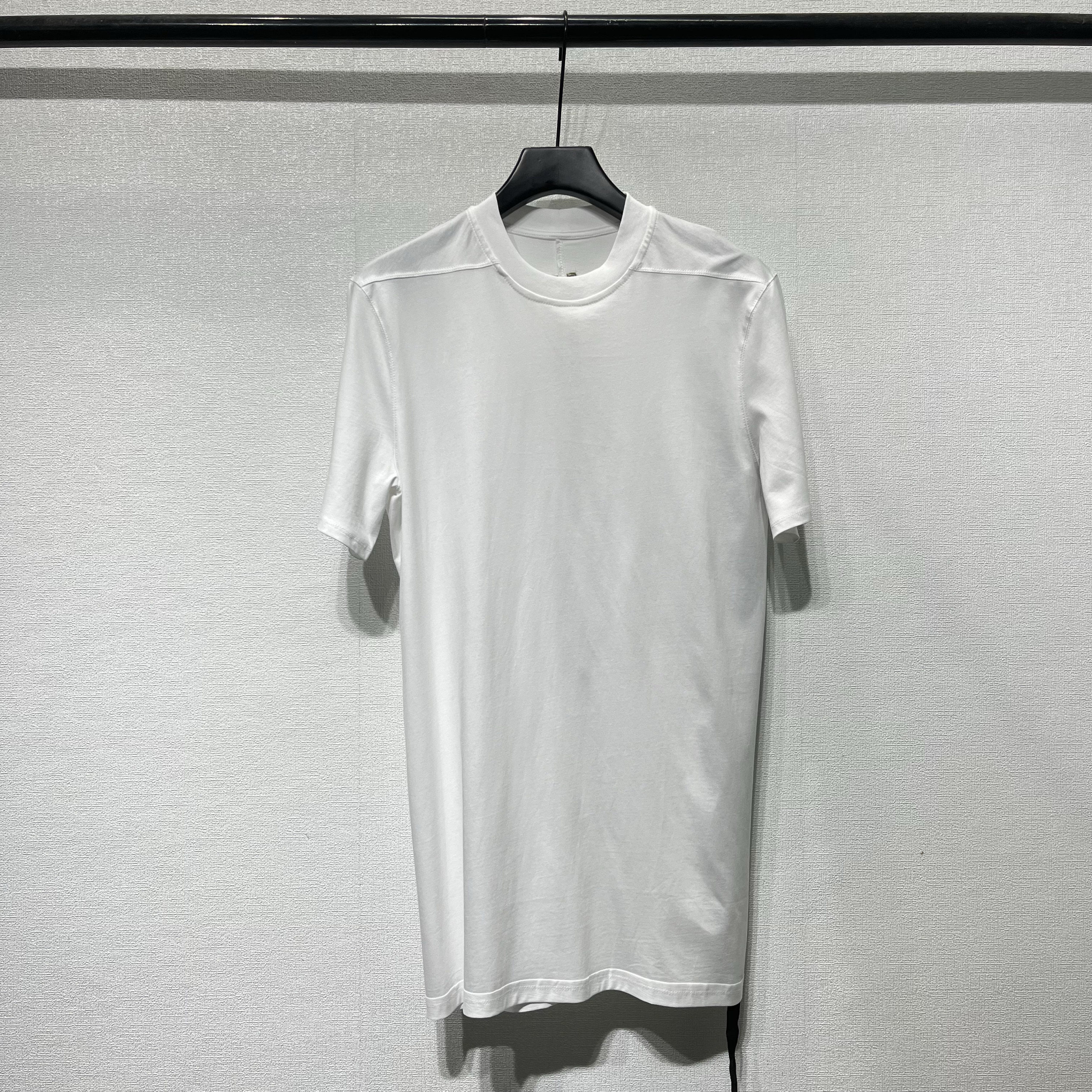 夏季暗黑R风O格圆领纯色棉质男女同款休闲中长款修身打底短袖T恤