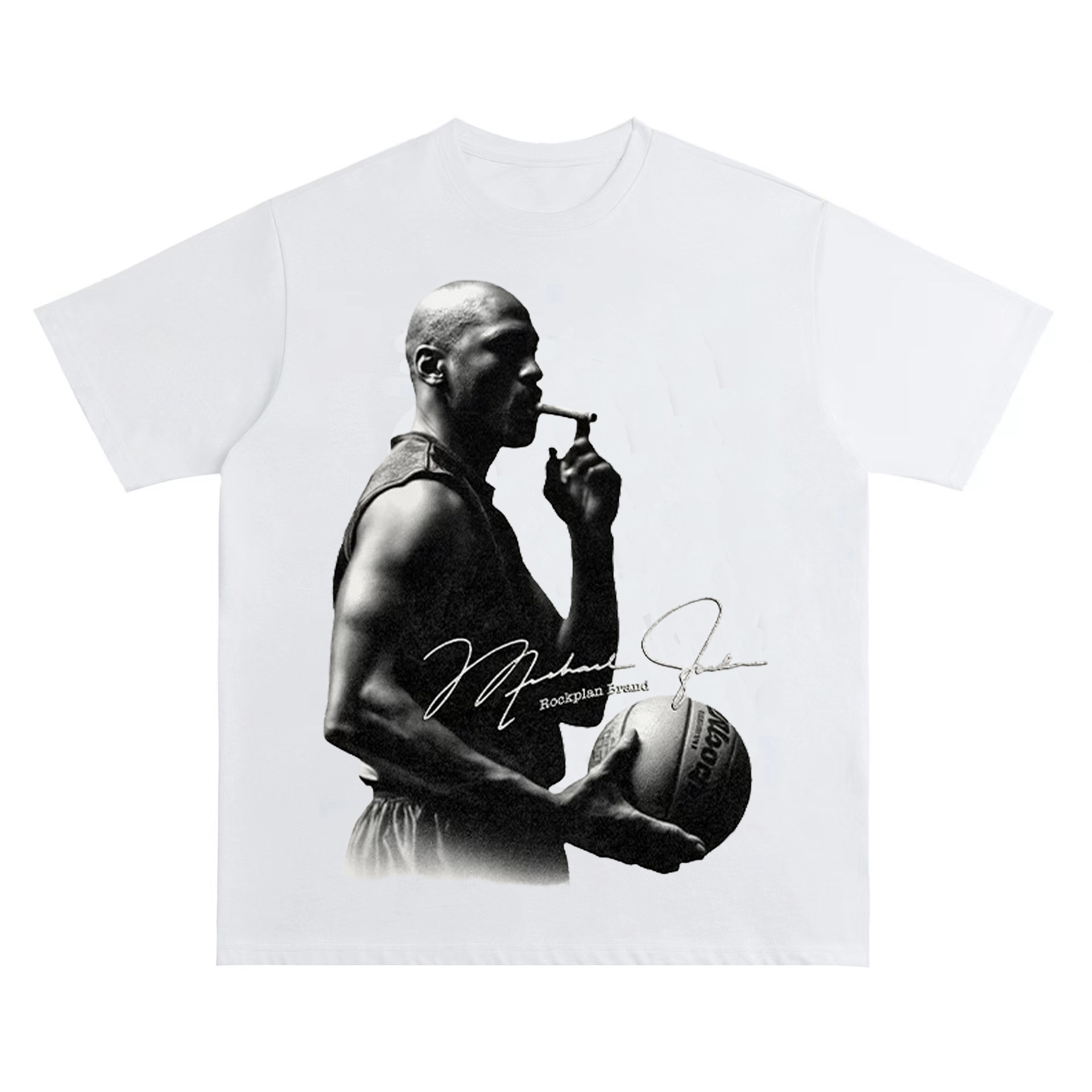 迈克尔美式复古数码直喷印花圆领短袖水洗做旧高街潮牌纯棉T恤男