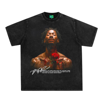 罗斯美式复古数码直喷印花短袖