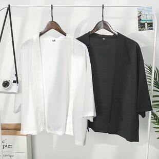 日系七分袖超薄款防晒衣男kimono道袍浮世绘和服夏季帅气外套潮流