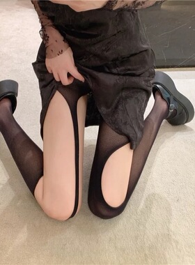 AY 黑色性感吊带袜辣妹超薄镂空渔网袜千禧Y2K一体式吊线情趣丝袜