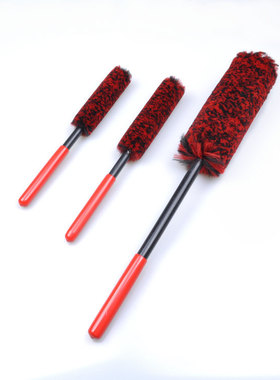 汽车清洁羊毛棒刷轮毂刷深度缝隙清洗清洁刷钢圈轮毂长手把可弯曲