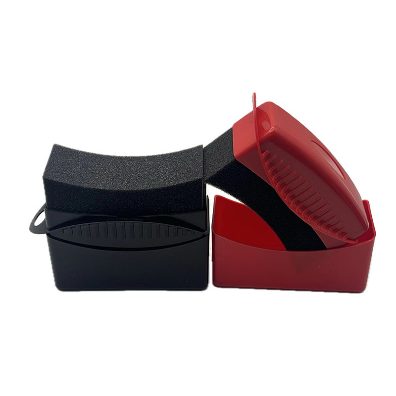 轮胎上蜡海绵隔离设计舒适握感带收纳盒子轮胎镀膜打蜡弧形海绵刷
